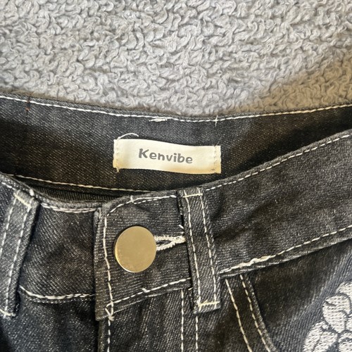 KenVibe Skelett Knochen bestickt schwarz Jeans Größe 27x29 Goth Punk Y2K Halloween - Bild 4 von 11