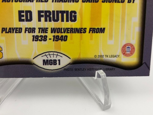 TK Legacy ED FRUTIG AUTO Signed M GO BLUE MGB1 Signed Card MICHIGAN WOLVERINES - Picture 9 of 9