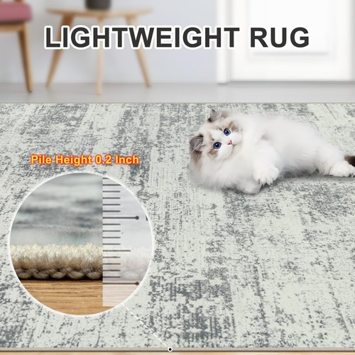8x10 Area Rugs for Living Room - Washable Rug Modern Abstract Soft Large Neut... - Picture 7 of 9