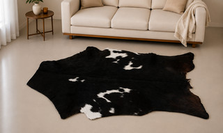 Echtes Ziegenfell Haare auf Leder Tierfell Überwurf kleine Fläche Teppich 81x56cm G537