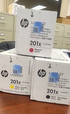 PACK OF (3) Genuine HP 201X Black , Magenta , Yellow Toner Set NEW