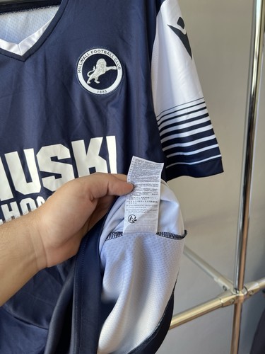 2019/2020 MILLWALL FC HOME SOCCER JERSEY FOOTBALL SHIRT MACRON SIZE L MENS RARE - Picture 13 of 19