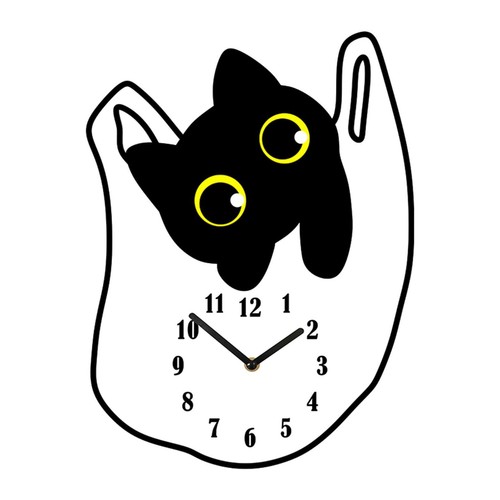 Wanduhr, leise, arabische Zahlen, modisch, süße Katze, für Schlafzimmer, - Picture 3 of 7