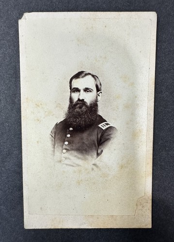 Foto CDV de la Guerra Civil de 1860 Capitán Coronel Warren Lothrop 1ª Artillería de Missouri
