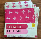 Vintage Vinyl Shower Curtain Fleur De Lis Pink White NEW NOS Retro Berkeley