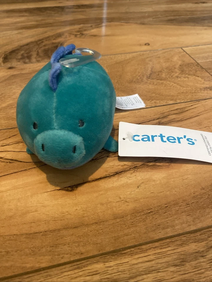 Carter's Green Blue Mini 4" Dinosaur Dino Squishy Stuffed Animal Plush 2021 - Image 2 of 4