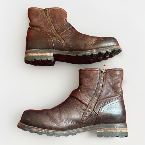 Botas Frye Envejecidas Para Hombre Talla 14 Cuero Marrón Piel de Oveja Interior Motociclista - Imagen 2 de 12