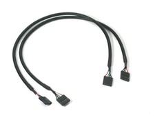 USB Header Cable 5-Pin 1x5 Case to Mainboard 16 inch Black 2-PACK 