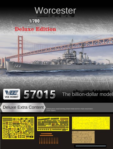 VEE HOBBY E57015 1/700 SCALE USS WORCESTER CL-144 CRUISER DELUXE EDITION - Picture 13 of 13