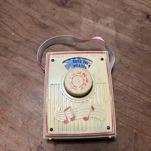 Vintage Fisher-Price Toys Spieluhr Taschenradio "Pop Goes The Weasel" 1972