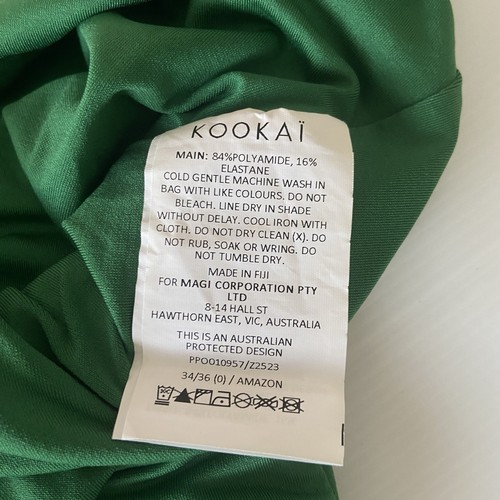 Kooaki Dark Green Crop Size 0/34-36 Twist Knot Bandeau Lined Stretch Basic Top - Picture 6 of 6