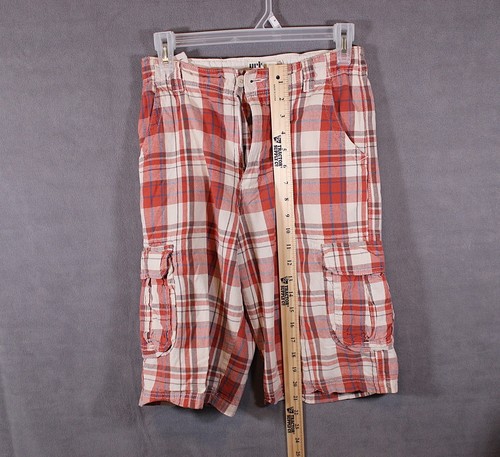 Urban Pipeline Boys Cargo Shorts Size 14 Red White Plaid Cotton Pockets Casual - Picture 5 of 9