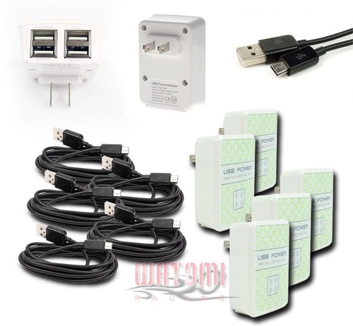 5X 4 USB PORT WALL ADAPTER+3FT CABLE DATA CHARGER BLACK FOR GALAXY S4 S3 NOTE 2