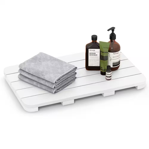 21,5 pulgadas X 13,5 pulgadas Alfombra de baño rectangular HIPS blanca con almohadillas antideslizantes para los pies - Imagen 4 de 9