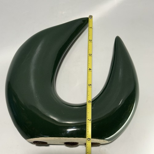Vintage Japanese MCM Green Crescent Ikebana Vase Modernist Modern - Picture 8 of 9