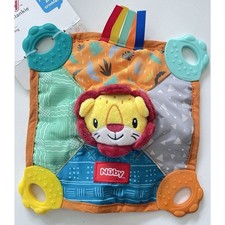 Nuby Lion Plush Teether Teething Blankie Squeaker Colorful 3 Months BPA Free