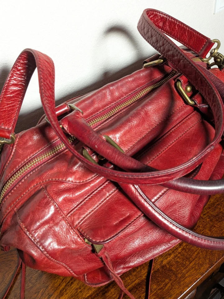 Bolso de Mano Rebecca Minkoff Rojo Doble Asa Cremallera Foto 3 de 4