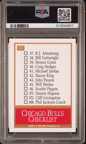 1990 Skybox Team Checklist #331 Chicago Bulls PSA 9 - Bild 2 von 2