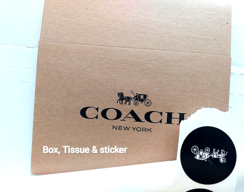 Coach Original LOGO Paket braun Geschenkbox 12" x 10,5" x 4,5" Taschentücher & Aufkleber - Bild 3 von 5