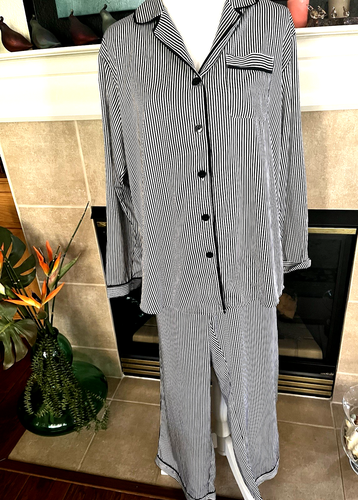 Gilligan & OMalley Sleepwear Pajama Set Striped Print Loungewear Womens Size XL