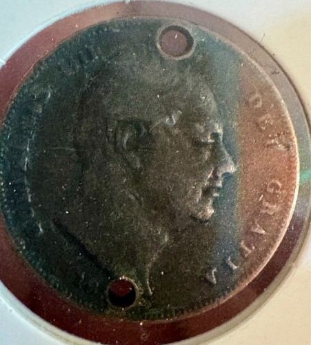 Reino Unido 1/3 Farthing 1835 Cobre Guillermo IV Agujero - Imagen 3 de 3