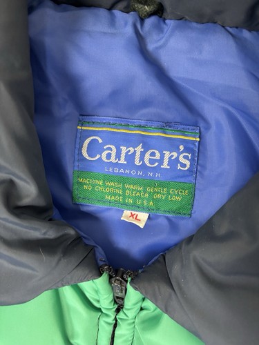 Vintage Carters Puffer Vest Kids XL Green Blue Outdoor Hiking Skiing USA - Picture 2 of 6