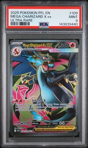 2025 Pokemon Phantasmal Flames Mega Charizard X ex Ultra Rare PSA 9 #109/094