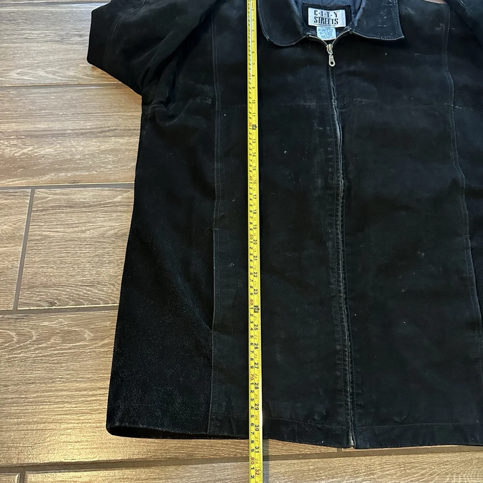 Chaqueta de gamuza negra vintage C.I.T.Y Streets talla X-grande Foto 4 de 4