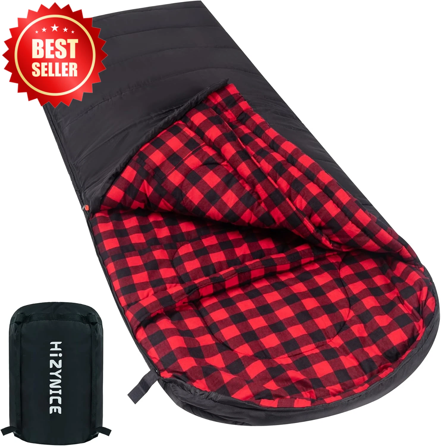 0 Degree Sleeping Bag XXL Adult Cotton Flannel Cold Weather Compression Sack US