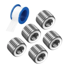 5Pcs NPT 1/4 304 Stainless Steel Male Thread Internal Hex Pipe Plug Fitting