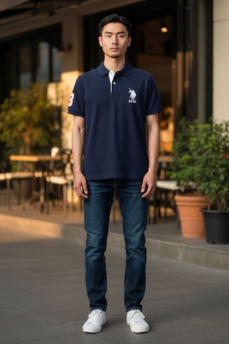 US Polo Association Viertelknopf CNWH Strick Polo Herren Größe S Logo Neu mit Etikett - Bild 1 von 7