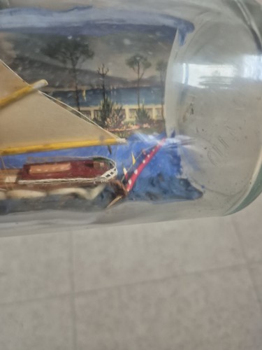 Einzigartiges Vintage maritimes Schiff in einer Flasche Kunstwerk Schreibtisch Dekor 12" - Bild 8 von 8