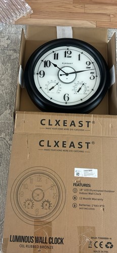 CLXEAST 18Inch Illuminated in/Outdoor Lighted Atomic Analog Wall Clock - Picture 2 of 2