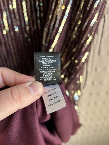 Nuevo con etiquetas Vestido Tórrido Mini Lentejuelas Flecos Sin Mangas Talla Púrpura Fiesta Nuevo Año - Imagen 6 de 6