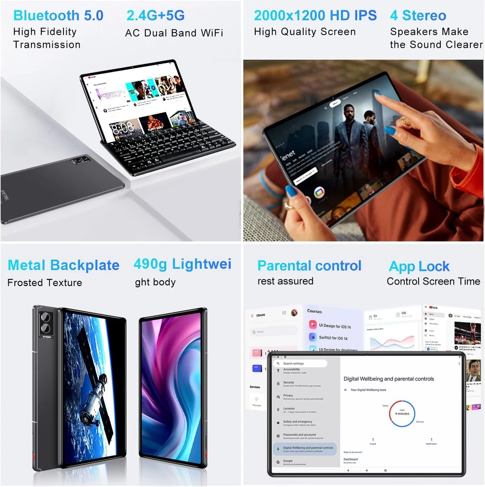 Tablet Android 11 inch Latest with 16GB+256GB+1TB Expand, 8600mAh, Support, O... - Image 4 of 4