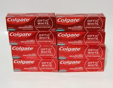 LOT (8) COLGATE OPTIC WHITE STAIN FIGHTER TOOTHPASTE FRESH MINT GEL 4.2OZ 2027+