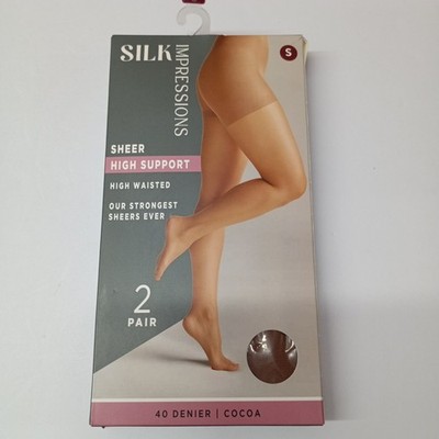 Silk Impressions Pantyhose 2 Pack S Small Cocoa 40 Denier High Support Sheer