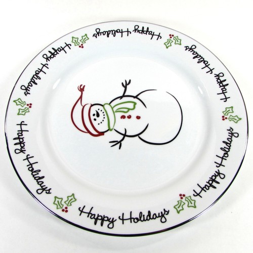NEW St. Nicholas Square TIS THE SEASON - SNOWMAN 10.75" Dinner Plate Set 4 - Picture 8 of 12