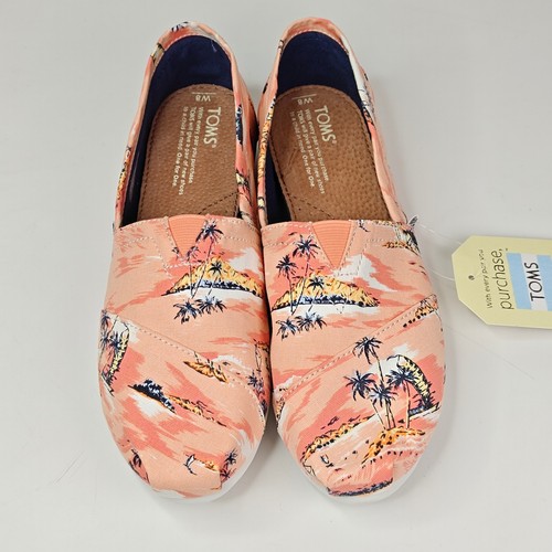 Toms 10006165 scarpa piatta espadrillas donna tela corallo stampata palme taglia 8 - Foto 8 di 9