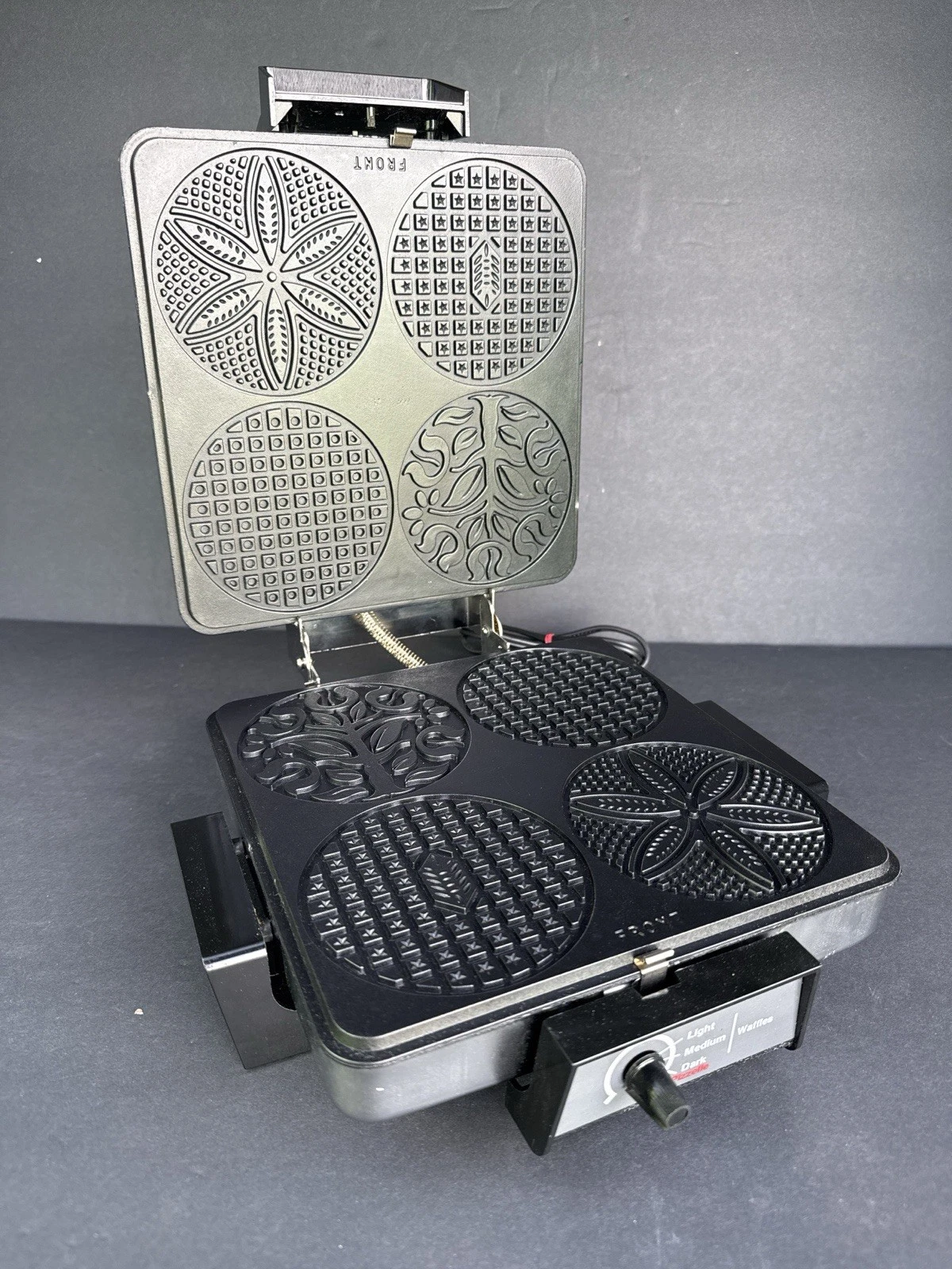 Toastmaster 290B Waffle Maker Pizzelle Iron 4 Round Plates Adjustable Temp
Opens in a new window or
