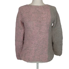Joan Vass Neiman Marcus Sweater gray pink angora wool  sz s ?
