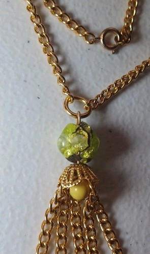 Wylana zielona folia barokowy szklany koralik SAUTOIR Dangle Frędzle Stacja Link NASZYJNIK - Zdjęcie 4 z 6