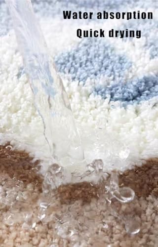 Blue Ocean Wave Bath Mat Cute Navy Blue Runner Rug Non Slip Washable Bathroom - Picture 7 of 8
