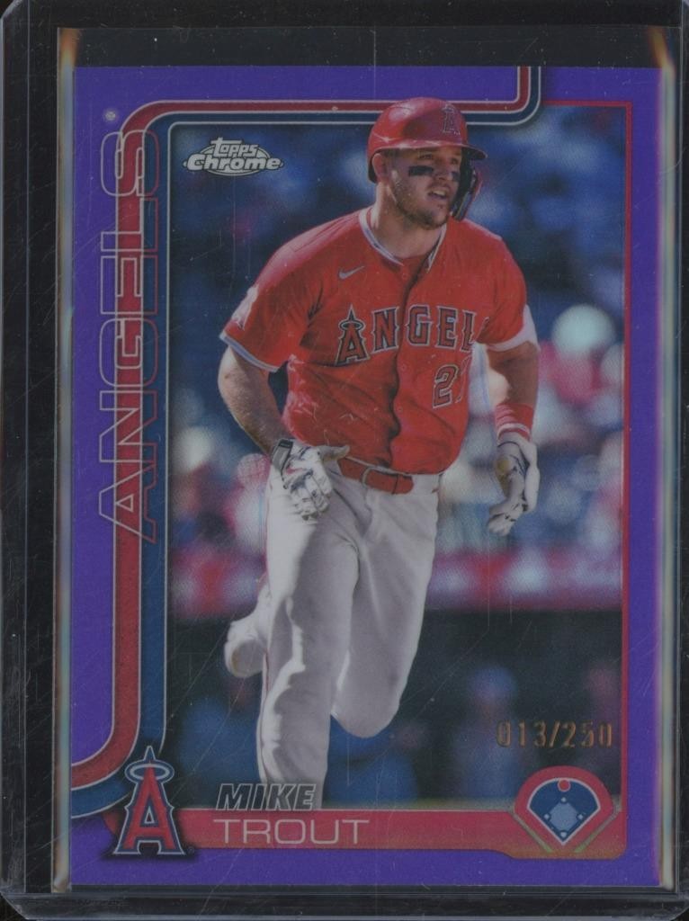 2025 Topps Chrome MIKE TROUT #100 Purple Refractor /250 LA Angels JA561