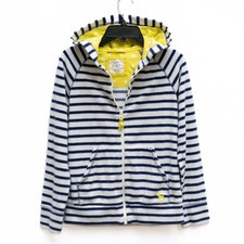 Mini Boden Girls 11-12 Towelling Terry Cloth Striped Full Zip Hoodie Sweatshirt