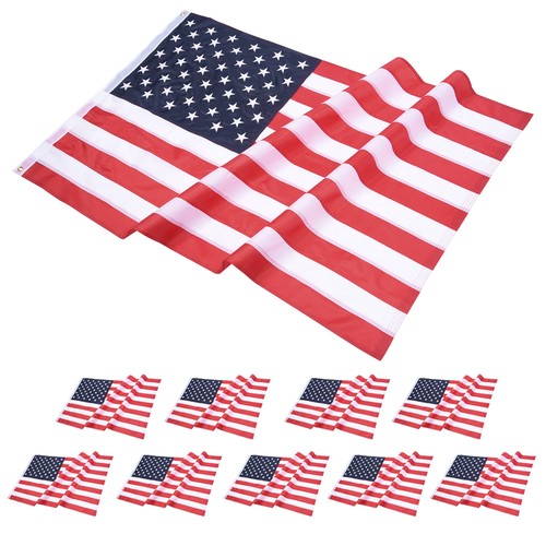 10 Stck. 3x5 Fuß US Amerikanische Flagge Sterne 210D Oxford genähte Streifen Messing Ösen USA - Bild 2 von 9