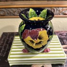 Blue Sky Clayworks-Jeanette McCall- Candle/Wax/Tart Burner-Pansies-c 2004-Nice