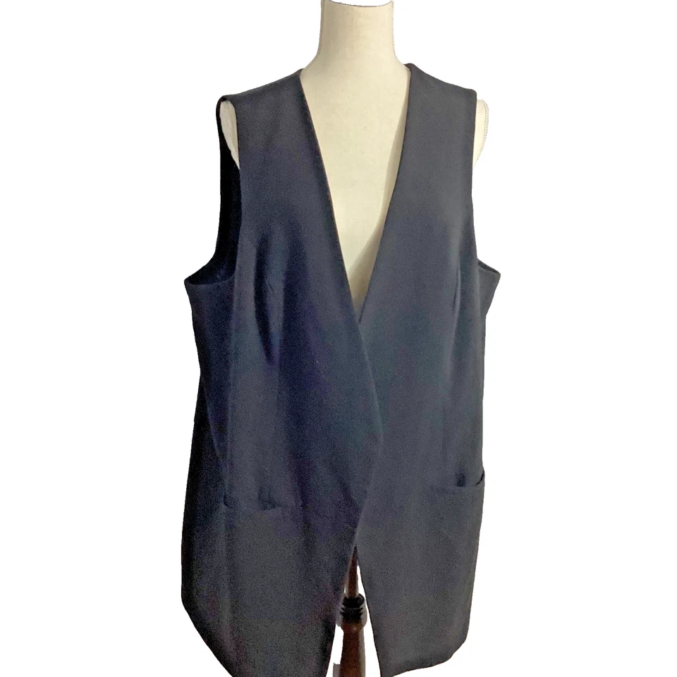 NUEVO SIN ETIQUETAS DALIA PLUS 2X CHALECO FORRADO NEGRO BOLSILLOS DELANTEROS ABIERTOS Foto 2 de 4