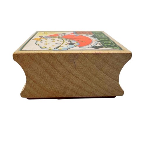 Estampilla de goma navideña vintage Mary Engelbreit BELIEVE 654F toda la noche medios 1982 - Imagen 4 de 6