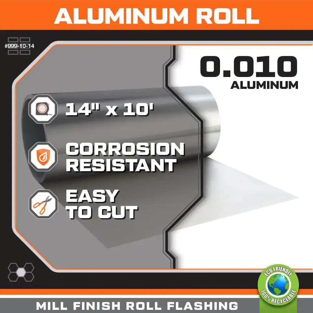 Aluminum Roll Valley Flashing 14in x 10ft Roof Edge Trim Weatherproof Durable